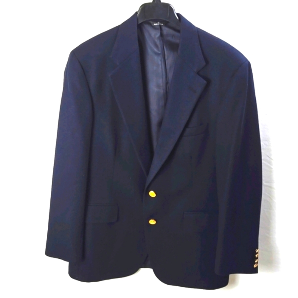 Chaps Ralph Lauren Virgin Wool Navy Gold Buttons Sport Coat Blazer Jacket Sz 44